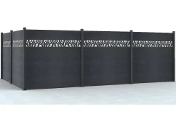 Omheining H181 Cm - Set Van 7 Latten In Composiet Met Motief + 2 Antraciet Palen - Enola