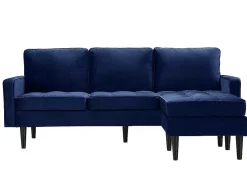 Omkeerbare Hoekbank Van Fluweel Fleuet - Donkerblauw