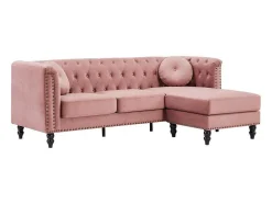 Omkeerbare Hoekbank Van Oud Roze Velours Turner