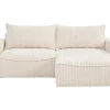 Omkeerbare Hoekslaapbank Van Beige Ribfluweel Met Brede Ribbels Asturio