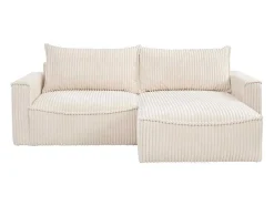 Omkeerbare Hoekslaapbank Van Beige Ribfluweel Met Brede Ribbels Asturio