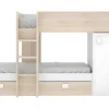 Omkeerbare Hoekstapelbed Ricardo - 2 X 90X190Cm - Opbergruimte - Eiken En Wit
