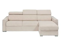 Omkeerbare, Snel Om Te Bouwen Slaapbank Met Hoek In Beige Stof - Bed Van 140 Cm - Matras 14 Cm - Vizir