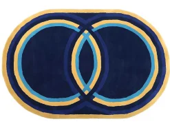 Ovale Wollen Tapijt Komiza - Handgetuft - 150 X 230 Cm - Marineblauw