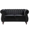 2-Persoons Zwarte Fluwelen Chesterfield Zitbank Trumbo