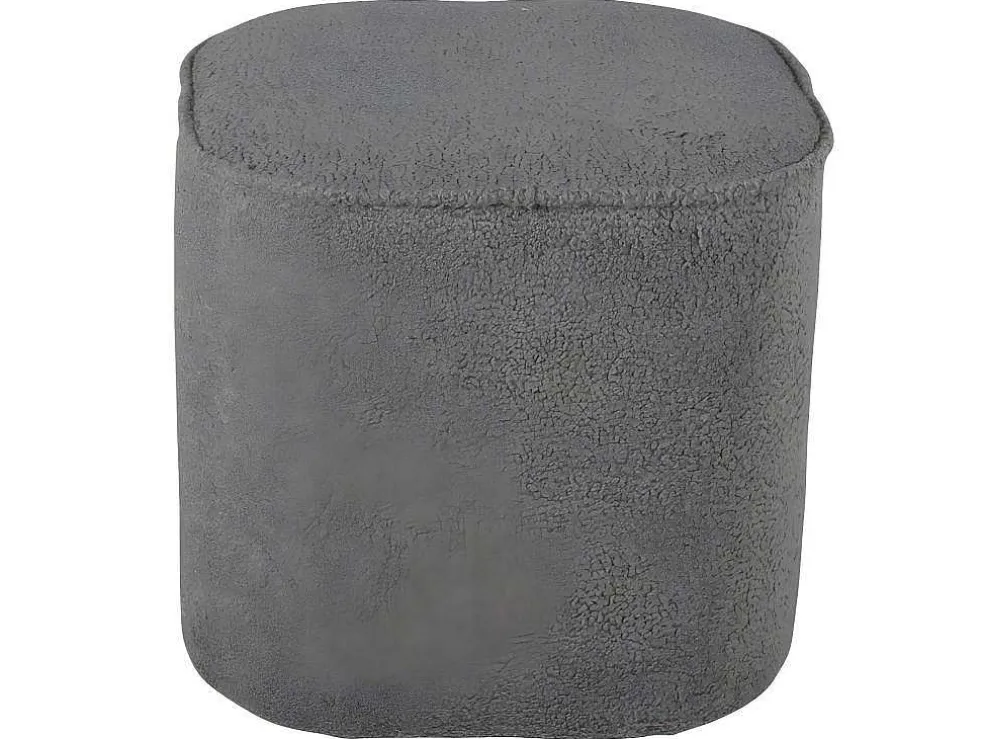 Piff Poef, Hocker O44Cm Teddystof Grijs.