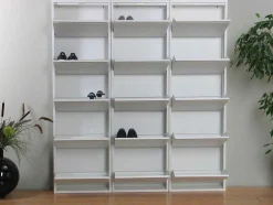 Pisa Schoenenkast Wit Metaal Met 5 Vakken - Set Van 3.