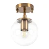 Plafondlamp Van Metaal Met Bol -D. 15 Cm X H. 23 Cm - Vintage - Barlati
