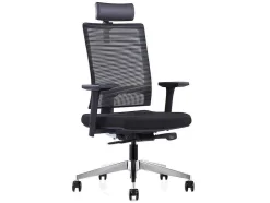 Professionele Ergonomische Bureaustoel - Met Hoofdsteun - Stof - Zwart - Wallstreet