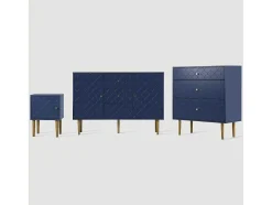Ragement Ladekast Voor Slaapkamer - 3 Lades - Donkerblauw