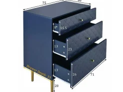Ragement Ladekast Voor Slaapkamer - 3 Lades - Donkerblauw