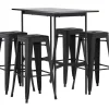 Rax Barmeubelset Bartafel Zwart En 4 Tempe Barstoelen Zwart.