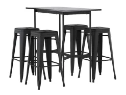 Rax Barmeubelset Bartafel Zwart En 4 Tempe Barstoelen Zwart.