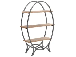 Rek Met 3 Legplanken In Mdf En Metaal - Houtlook En Zwart - Lolana