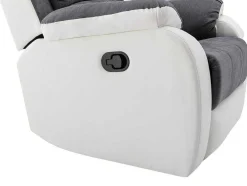Relaxfauteuil Van Microvezel En Grijs En Wit Kunstleer Brody