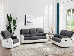 Relaxfauteuil Van Microvezel En Grijs En Wit Kunstleer Brody