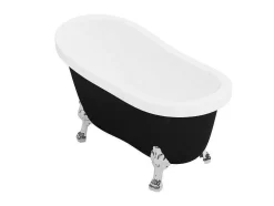 Retro Eilandbad Met Zilveren Leeuwenpoten - 171 L - 145 X 74 X 77 Cm - Zwart Mat - Nisos