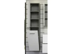 Riva Badkamerkast Wandophanging, 1 Deur, 1 Klepdeur, Wit Hoogglans, Grijs.