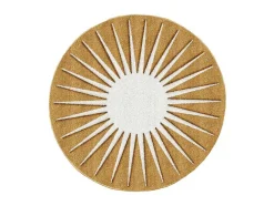Rond Tapijt Zon Met Relief - D200 Cm - Mosterdgeel En Wit - Luminio