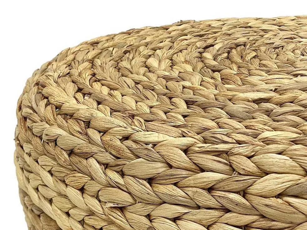 Ronde Poef In Licht, Natuurlijk Rotan Meviso