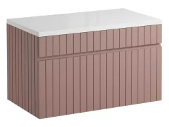 Roze Gestreept Hangmeubel Voor Badkamer Met Wastafel Om Erop Te Plaatsen - 80 Cm - Satara