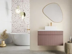 Roze Gestreept Hangmeubel Voor Badkamer Met Wastafel Om Erop Te Plaatsen - 80 Cm - Satara