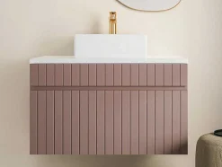 Roze Gestreept Hangmeubel Voor Badkamer Met Wastafel Om Erop Te Plaatsen - 80 Cm - Satara