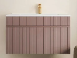 Roze Gestreept Hangmeubel Voor Badkamer Met Inbouwwastafel - 80 Cm - Satara
