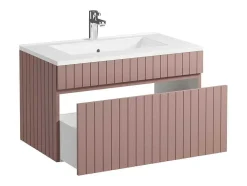 Roze Gestreept Hangmeubel Voor Badkamer Met Inbouwwastafel - 80 Cm - Satara
