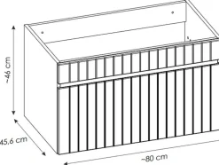 Roze Gestreept Hangmeubel Voor Badkamer Met Inbouwwastafel - 80 Cm - Satara
