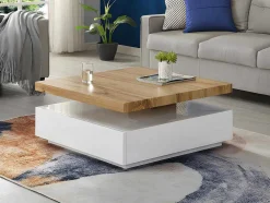 Salontafel Kyria - 1 Lade & Draaiblad - Mdf - Kleur: Antraciet & Eik