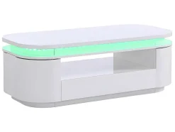 Salontafel Met 4 Kasten En 1 Lade - Leds - Mdf - Witgelakt - Vandana
