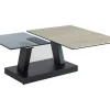 Salontafel Met Draaibladen - Keramiek, Gerookt Gehard Glas En Metaal - Zwart En Naturel - Oyrus Van Maison Cephy
