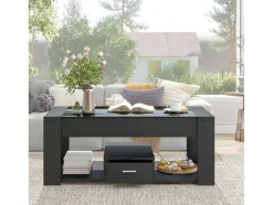 Salontafel Met Een Lade - Glazen Blad - Zwart