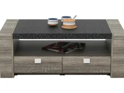 Salontafel Meteorite - 2 Laden - Mdf Blad Met Granieteffect