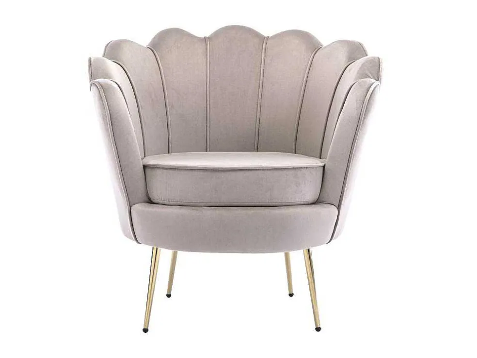 Schelpvormige Fauteuil Van Taupegrijs Velours Dandelion - Van Pascal Morabito