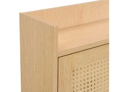 Schoenenkast In Hout En Rotan - 3 Klepdeuren En 1 Lade - Verstelbare Plank - Naturel