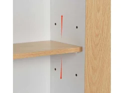 Schoenenkast In Hout En Rotan - 3 Klepdeuren En 1 Lade - Verstelbare Plank - Naturel & Wit
