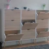 Schoenenkasten Napoli (Set Van Drie) Met 3 Lades Wit / Eiken.