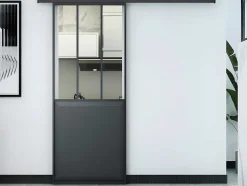 Schuifdeur In Gehard Glas - Mat Zwart - H205Cm X B73Cm - Artisto
