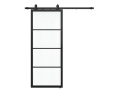 Schuifdeur Sinca - H205Cm X B73Cm - Helder Gehard Glas En Aluminium