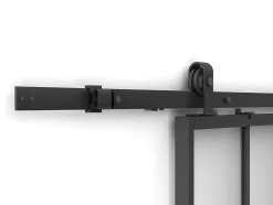 Schuifdeur Werkplaatsstijl Met Rails - Zwart En Mat Gehard Glas - H205 Cm X B83 Cm - Artisto Ii