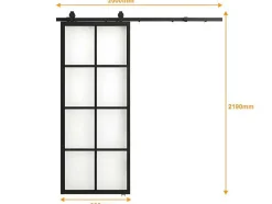 Schuifdeur Wilden - H205 X L83 Cm - Aluminium En Gehard Glas