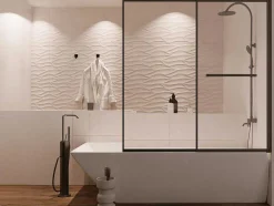 Schuifdouchewand Mat Zwart Met Handdoekenrek - 120 X 140 Cm - Waimea