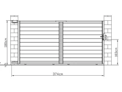 Schuifpoort Van Antraciet Opengewerkt Aluminium - L374 X 180 Cm - Nazario