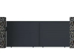 Schuifpoort Van Antraciet Opengewerkt Aluminium - L416 X 165 Cm - Nazario