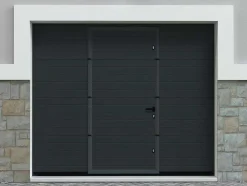 Sectionale Garagedeur - Gegroefd Effect - Centrale Loopdeur - Antraciet - Automatisch - Noria