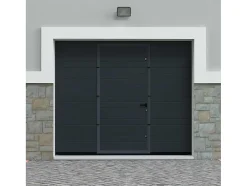 Sectionale Garagedeur - Gegroefd Effect - Centrale Loopdeur - Antraciet - Automatisch - Noria