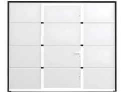 Sectionale Garagedeur Met Glad Effect Met Centrale Witte Loopdeur En Somfy Motor - Lavega