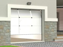 Sectionale Garagedeur Met Glad Effect Met Centrale Witte Loopdeur En Somfy Motor - Lavega
